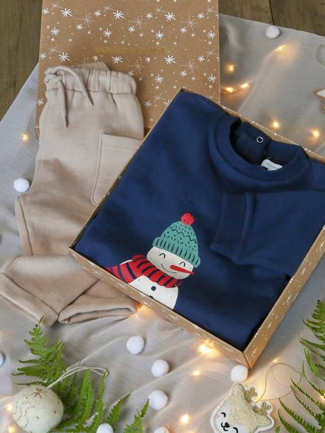 Ensemble de Noël bébé : sweat + pantalon et son coffret marine 1 - vertbaudet enfant 