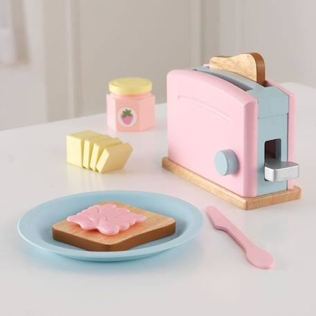 KidKraft - 8 Accessoires pour petit déjeuner en bois pour cuisine enfant dont un mixeur, un rouleau et 2 cookies inclus - Pastel ROSE 2 - vertbaudet enfant 