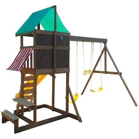 Aire de jeux en bois Newport avec toboggan, balançoires, mur escalade - KidKraft VERT 6 - vertbaudet enfant 
