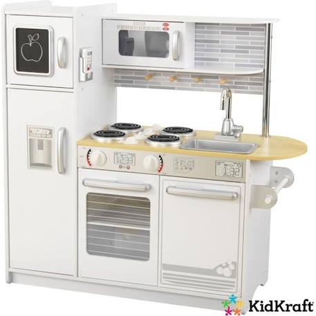 KidKraft - Cuisine en bois pour enfant Uptown Blanche, four, micro-ondes, téléphone et accessoires inclus BLANC 1 - vertbaudet enfant 