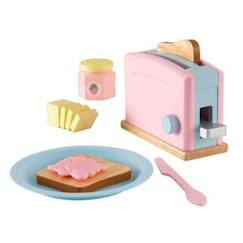 Jouet-KidKraft - 8 Accessoires pour petit déjeuner en bois pour cuisine enfant dont un mixeur, un rouleau et 2 cookies inclus - Pastel