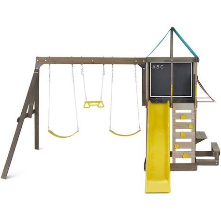 Aire de jeux en bois Newport avec toboggan, balançoires, mur escalade - KidKraft VERT 3 - vertbaudet enfant 