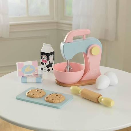 KidKraft - 10 Accessoires de pâtisserie en bois pour cuisine enfant dont un mixeur, un rouleau et 2 cookies inclus - Pastel ROSE 2 - vertbaudet enfant 