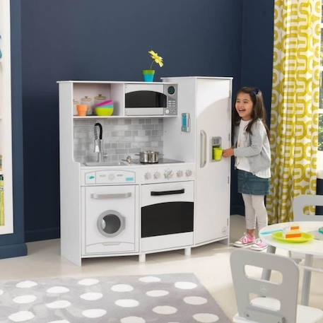 KidKraft - Cuisine en bois pour enfant Large Blanc, avec son et lumière, four, réfrigérateur et micro-ondes inclus BLANC 2 - vertbaudet enfant 