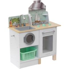 Jouet-Jeux d'imitation-Cuisines et dinette-KidKraft - Cuisine en bois pour enfant Whisk & Wash, avec sa machine à laver et son panier à linges inclus - EZ Kraft