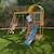KidKraft - Aire de jeux portique en bois Ainsley Fort avec toboggan, bac à sable et balançoires - FSC JAUNE 2 - vertbaudet enfant 