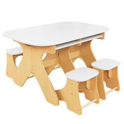 Jouet-Jeux d'imitation-KidKraft - Ensemble Arches table et chaises pliables en bois, pour enfant  - Blanc