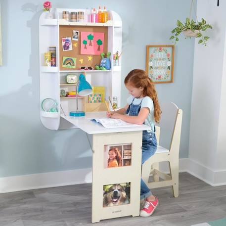 Kidkraft - Bureau pliable en bois pour enfant avec chaise inclus Arches Floating - Blanc BLANC 2 - vertbaudet enfant 