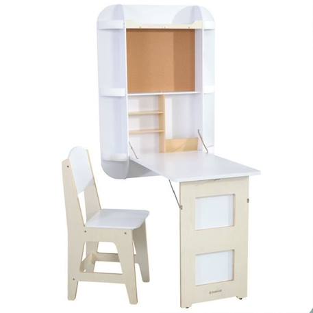 Kidkraft - Bureau pliable en bois pour enfant avec chaise inclus Arches Floating - Blanc BLANC 1 - vertbaudet enfant 