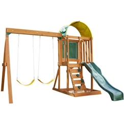 Jouet-Jeux de plein air-Jeux de jardin-KidKraft - Aire de jeux portique en bois Ainsley Fort avec toboggan, bac à sable et balançoires - FSC