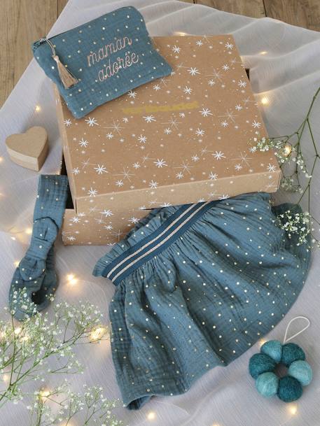 Coffret de Noël bébé 'Adoré' : jupe, bandeau et pochette brodée vert émeraude 1 - vertbaudet enfant 