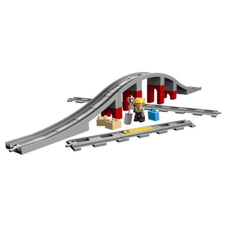 LEGO® 10872 DUPLO Town Les Rails Et Le Pont Du Train, jouet pour enfants 2-5 ans, Jeu De Construction Avec Klaxon en Brique Sonore GRIS 5 - vertbaudet enfant 