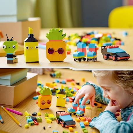 LEGO® Classic 11027 L’Amusement Créatif Fluo, Jouet Briques, avec Voiture et Alien JAUNE 5 - vertbaudet enfant 