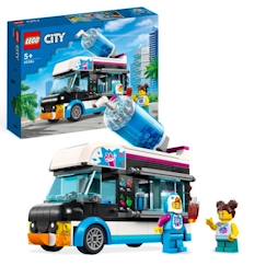 Jouet-Jeux d'imagination-Jeux de construction-LEGO® City 60384 Le Camion à Granités du Pingouin, Jouet Camion Enfants 5 Ans, avec Figurines