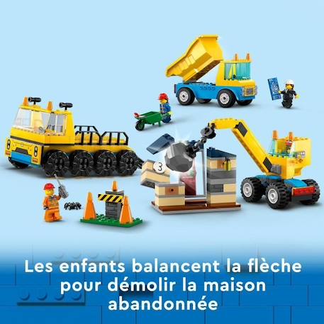 LEGO® City 60391 Les Camions de Chantier et la Grue à Boule de Démolition, Jouet de Engin de Construction JAUNE 4 - vertbaudet enfant 