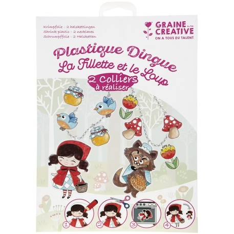 Kit colliers La fillette et le loup - Graine Creative - Plastique Dingue - Blanc et Rose - Enfant 6 ans et plus BLANC 1 - vertbaudet enfant 
