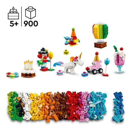 LEGO® Classic 11029 Boîte de Fête Créative avec 12 Mini Jouets en Briques : Licorne, Clown BLANC 2 - vertbaudet enfant 