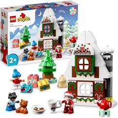 Jouet-LEGO 10976 DUPLO La Maison en Pain d'Épices du Père Noël, Jouet Maison, Figurine Ours en Peluche, Cadeau Noël, Enfants Dès 2 Ans