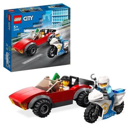 LEGO® City 60392 La Course-Poursuite de la Moto de Police, Jouet Voiture de Course et 2 Policiers ROUGE 1 - vertbaudet enfant 