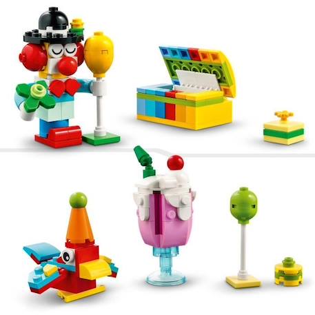 LEGO® Classic 11029 Boîte de Fête Créative avec 12 Mini Jouets en Briques : Licorne, Clown BLANC 3 - vertbaudet enfant 