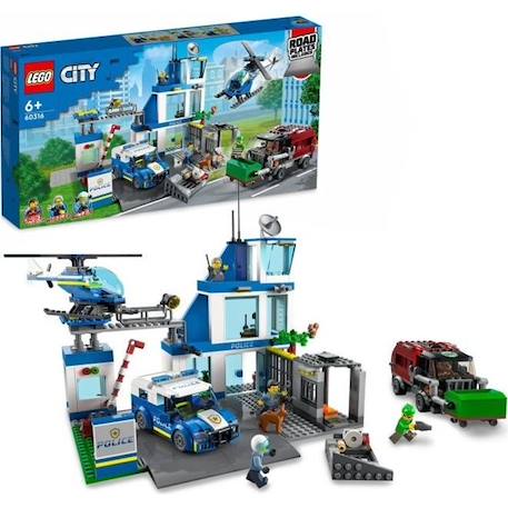 LEGO® City 60316 Le Commissariat de Police, Jouet Hélicoptère, Voiture de Police, Chien Figurine, Camion Poubelle Jouet JAUNE 1 - vertbaudet enfant 