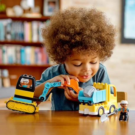 LEGO® 10931 DUPLO Le Camion Et La Pelleteuse, Engin de chantier Jouet Pour Les Enfants De 2 ans et + JAUNE 4 - vertbaudet enfant 