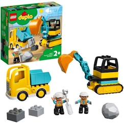 Jouet-Jeux d'imagination-Jeux de construction-LEGO® 10931 DUPLO Le Camion Et La Pelleteuse, Engin de chantier Jouet Pour Les Enfants De 2 ans et +