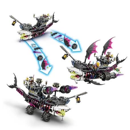 LEGO® DREAMZzz 71469 Le Vaisseau Requin des Cauchemars, Construire un Jouet de Bateau Pirate de 2 Façons BLANC 3 - vertbaudet enfant 