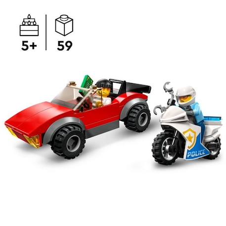 LEGO® City 60392 La Course-Poursuite de la Moto de Police, Jouet Voiture de Course et 2 Policiers ROUGE 3 - vertbaudet enfant 