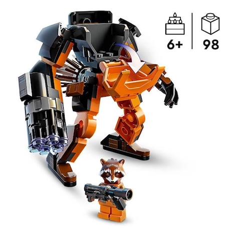 LEGO® Marvel 76243 L’Armure Robot de Rocket,  Figurine Gardiens de la Galaxie, Jouet Avengers BLANC 2 - vertbaudet enfant 