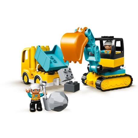 LEGO® 10931 DUPLO Le Camion Et La Pelleteuse, Engin de chantier Jouet Pour Les Enfants De 2 ans et + JAUNE 2 - vertbaudet enfant 