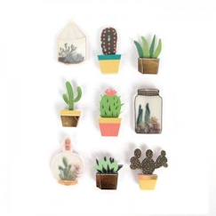 -9 stickers 3D cactus et botanique 4 cm