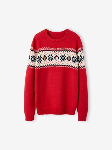 Pull Noël jacquard adulte collection capsule famille rouge 1 - vertbaudet enfant 