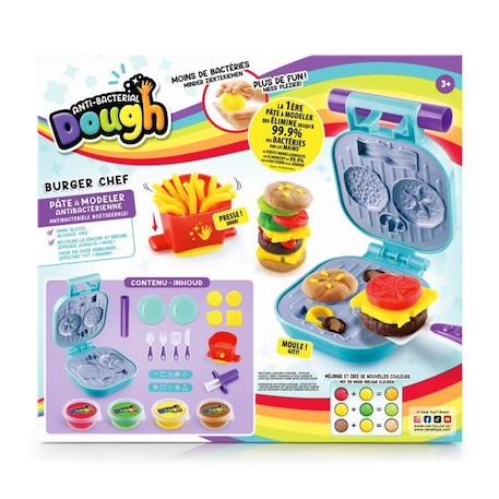 Canal Toys - Kit Burger Pâte à modeler antibactérienne - Élimine jusqu'à 99,9% des bactéries sur les mains - dès 2 ans - SND006 JAUNE 5 - vertbaudet enfant 