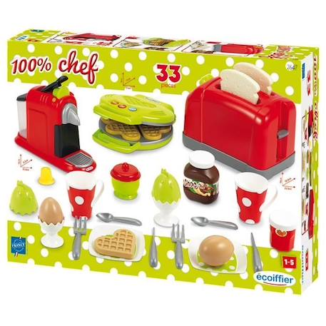 ECOIFFIER Coffret toaster - Collection 100% Chef - Conseillé dès 18 mois - Origine France Garantie VERT 6 - vertbaudet enfant 