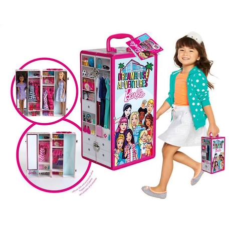 Mallette Armoire Barbie - Klein - Pour Vêtements et Accessoires de Poupées - Rose et Multicolore ROSE 4 - vertbaudet enfant 