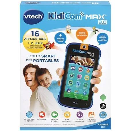 VTECH - Kidicom Max 3.0 - Portable enfant performant - 16 applications/jeux - 8 Go - Bleu BLEU 4 - vertbaudet enfant 