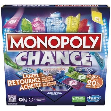 Monopoly Chance, jeu de plateau Monopoly rapide pour la famille, pour 2 à 4 joueurs, environ 20 min. BLEU 1 - vertbaudet enfant 