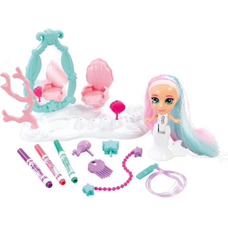 Salon de beauté pour poupée sirène - CRAYOLA - Colour'n'Style - Cheveux longs - Accessoires inclus ROSE 2 - vertbaudet enfant 