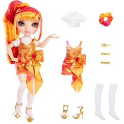 Jouet-Poupons et poupées-Rainbow High Junior High S3 - Poupée Mannequin Arc-en-Ciel 22cm - Laurel Devious (Orange)