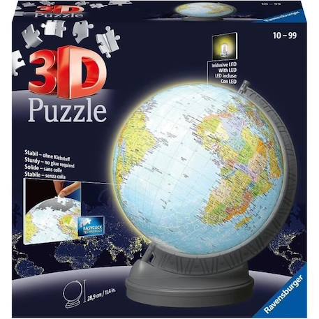 Puzzle 3D Ball éducatif - Globe terrestre lumineux - Ravensburger - 540 pièces - A partir de 10 ans BLANC 1 - vertbaudet enfant 
