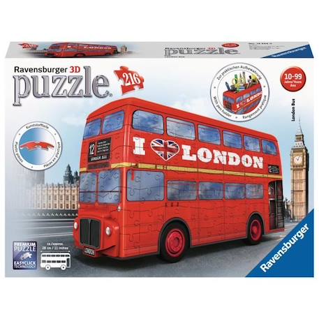 Puzzle 3D Bus londonien - Ravensburger - Véhicule 216 pièces sans colle - Dès 8 ans ROUGE 2 - vertbaudet enfant 