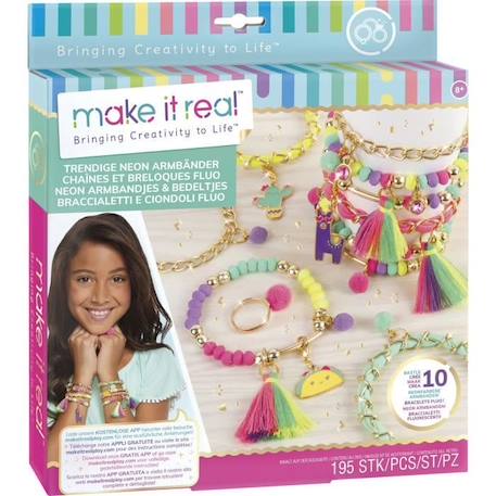 Set de perles Fluo pour fabrication de bijoux enfants - Make It Real - Lansay ROSE 2 - vertbaudet enfant 