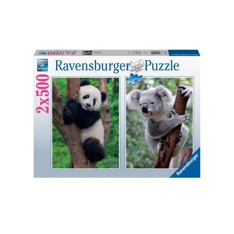 Puzzle 2x500 pièces - Panda et koala - Ravensburger - Animaux - Dès 10 ans  blanc - Ravensburger