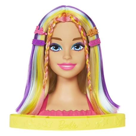 Tête à Coiffer Barbie Ultra Chevelure blonde mèches arc-en-ciel - Poupée Mannequin BLANC 1 - vertbaudet enfant 