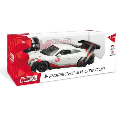 Véhicule radiocommandé Porsche 911 GT3 Cup MONDO MOTORS 1:14ème avec effets lumineux BLANC 4 - vertbaudet enfant 