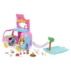Jouet-Poupons et poupées-Poupons et accessoires-Barbie - Coffret Barbie Camping-Car de Chelsea - Poupée Mannequin - 3 ans et +
