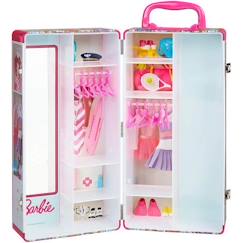 Jouet-Poupons et poupées-Mallette Armoire Barbie - Klein - Pour Vêtements et Accessoires de Poupées - Rose et Multicolore