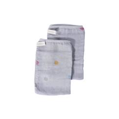 Linge de maison et décoration-Linge de bain-Gants de toilette en mousseline en 100% coton, set de 2