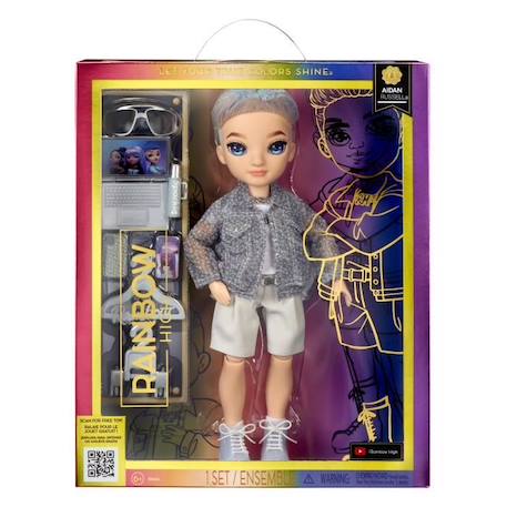 Rainbow High S23 Fashion Doll - Poupée 27 cm Aiden Russel (Amethyste) - 1 tenue, 1 paire de chaussures et des accessoires VIOLET 3 - vertbaudet enfant 